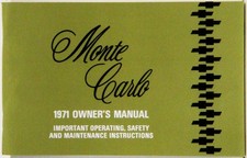1971 Chevrolet Monte Carlo Owners Manual Reprint 1971 Chevrolet Monte Carlo Owners Manual Reprint