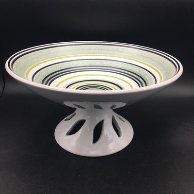 Raymor Italy R.302.C Mid Century Modern Pedestal Bowl Bitossi Style Geometric