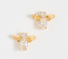 Lele Sadoughi Honeybee Stud Crystal Earrings color Gold NEW / gift bag