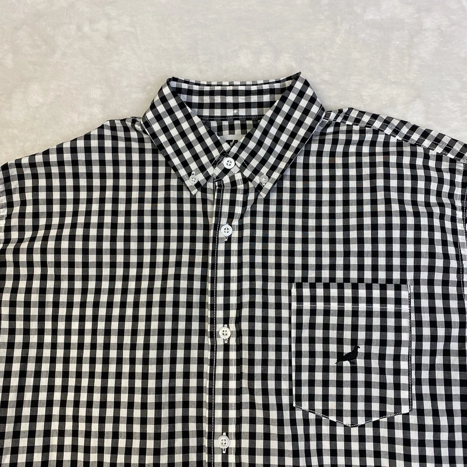 Camisa Staple Para Hombre Talla Grande Negra Paloma Guinga Abotonada Manga Larga Foto 2 de 4