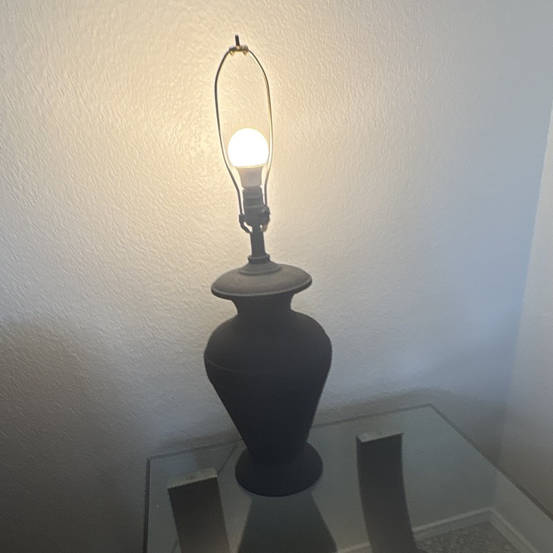 Vintage ,dark blue lamp , pottery (bulb not included )