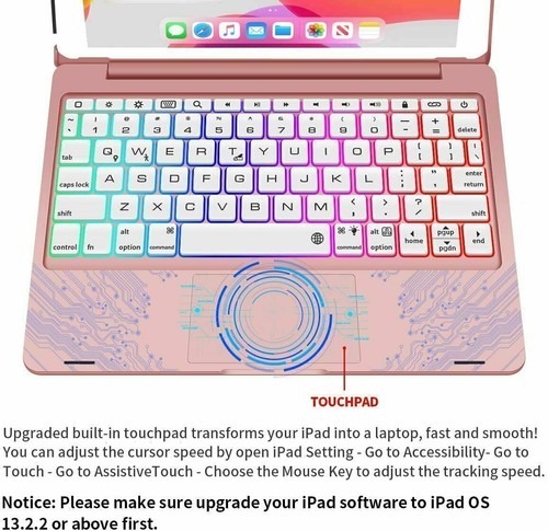 Touchpad Keyboard Case Cover With Rotate For iPad 7/8th/9th 10th Gen Air 5 4 Pro - Picture 52 of 82