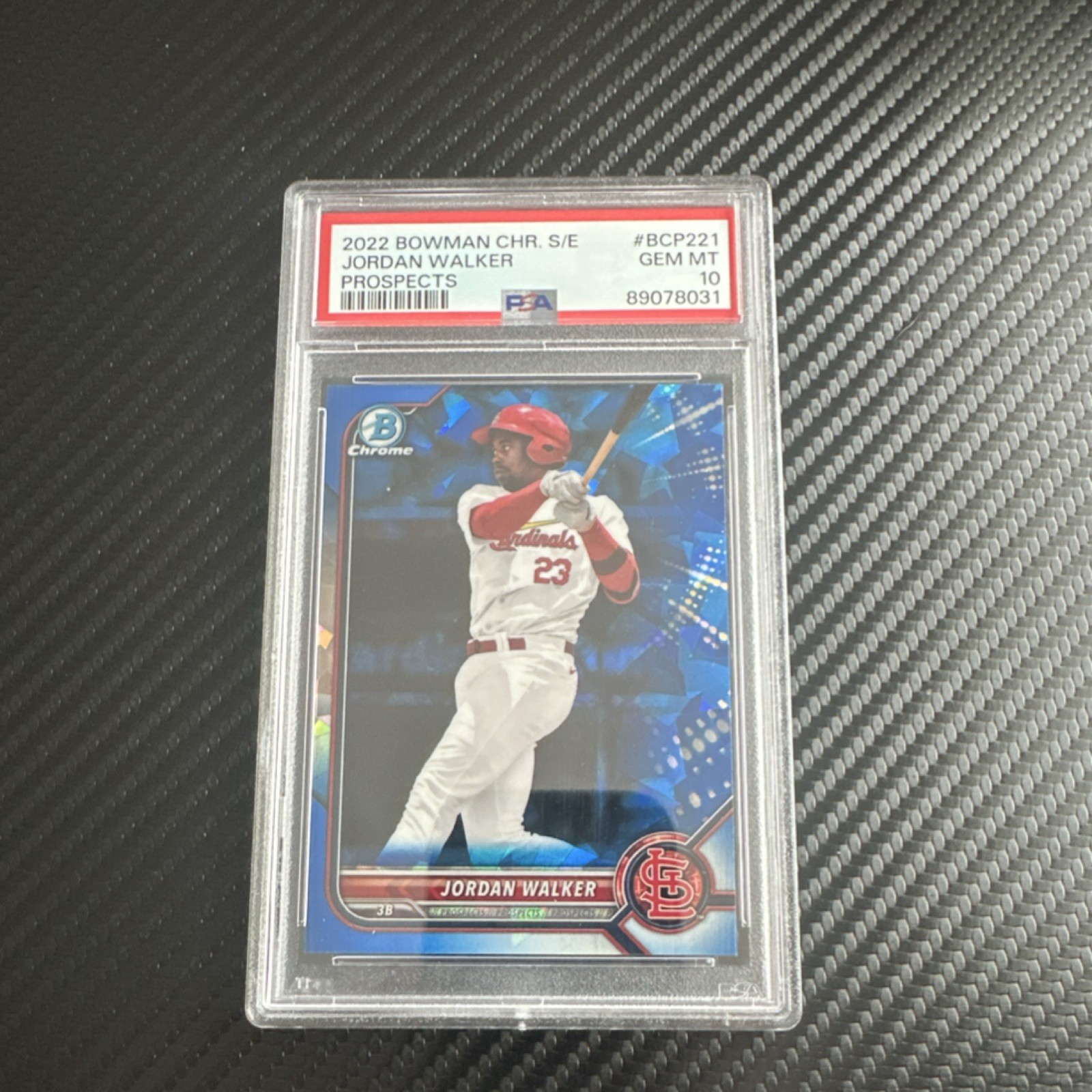 Bowman Chrome Sapphire 2022 Jordan Walker #BCP-221 PSA 10 Cardinals