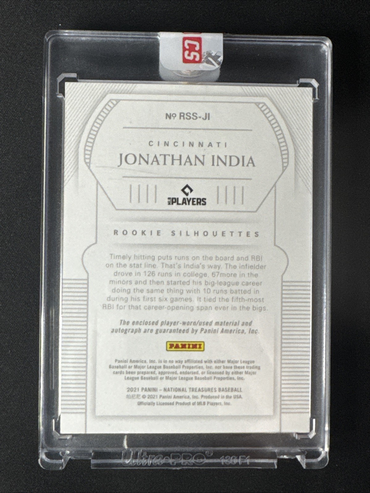 2021 National Treasures Auto Silhouette Signatures Jonathan India 1/1 One Of One view 2