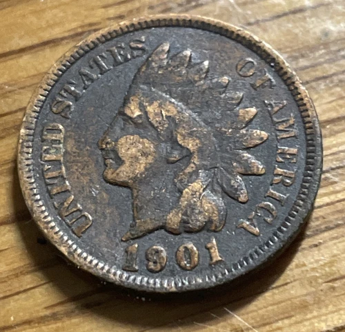 1901 Indian Head Cent Copper Wheat Philadelphia Penny VF ? Semi-Key 79.6 Mil