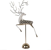 Clayre & Eef Dekofigur Hirsch Auf Standfuß 36X12X72 Cm Gold Weiß
