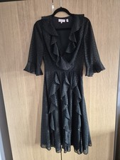BNWOT £169 Ted Baker Size 1 UK 6 8 Black Floaty Midi Dress Wedding Races Evening