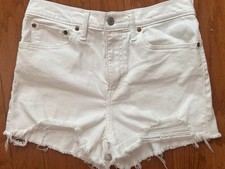 Levi's High Rise Denim Shorts Womens Size 30 White Distressed Raw Hem Cutoffs  