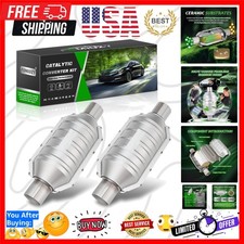 2 Inch 2" Inlet/Outlet Catalytic Converter Universal High Flow Front Cat Conv...