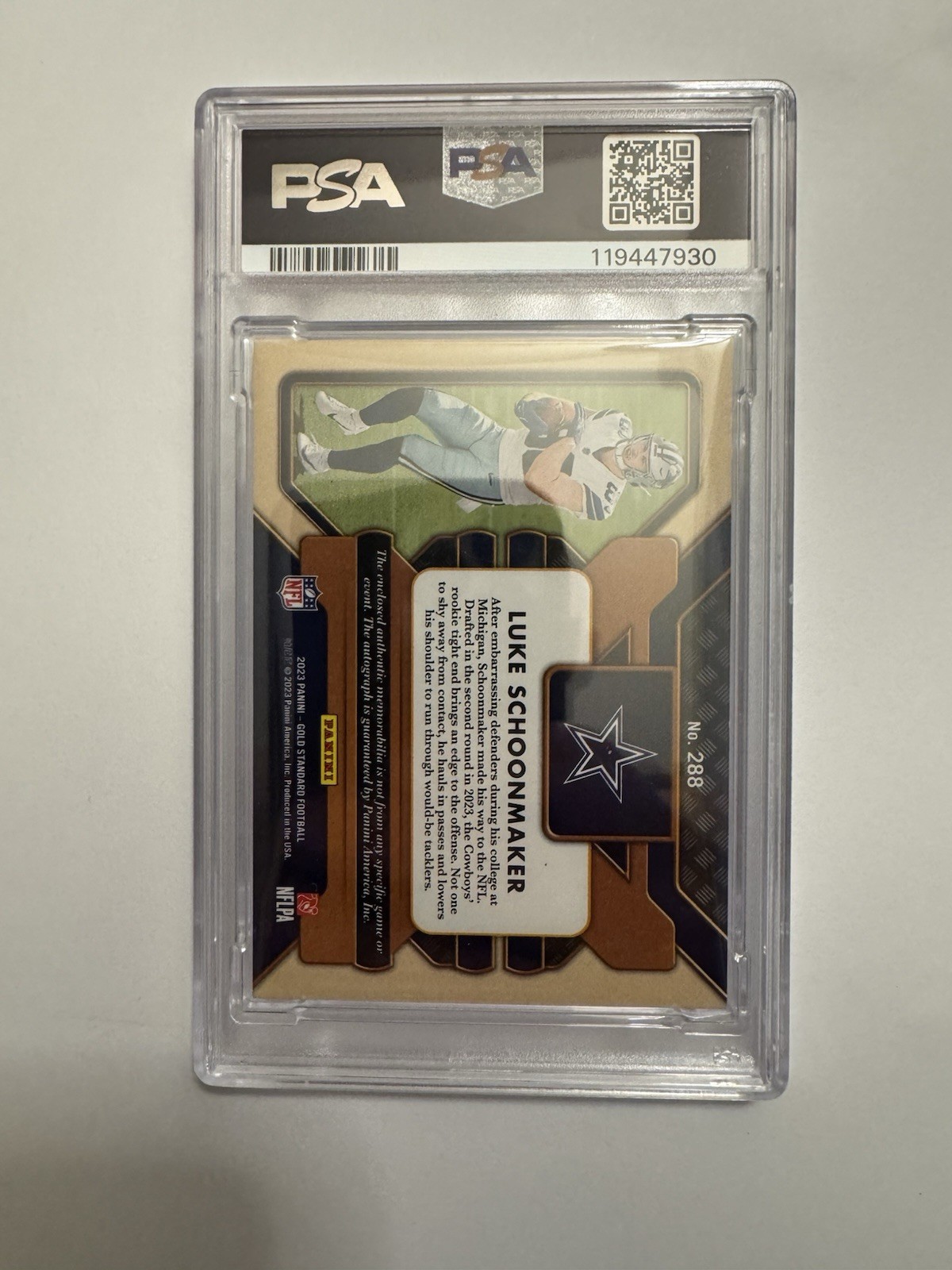 2023 Panini Gold Standard Luke Schoenmaker 1/1 Rookie Auto Logo Man Nike PSA GEM view 11
