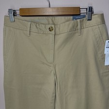 Talbots Pants Relaxed Ankle Length Below Waist Chino Khaki Tan Size 4 Preppy