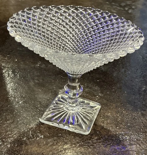 Anchor Hocking Miss America Clear Antique Compote Depression Glass 5” Candy Dish