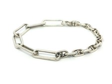 M. Cohen Silver Mariner & Paperclip Link Chain Bracelet w/ Lobster Claw Clasp
