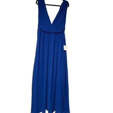 Lulus Royal Blue V Neck Sleeveless Floor Length Gown Dress Size L