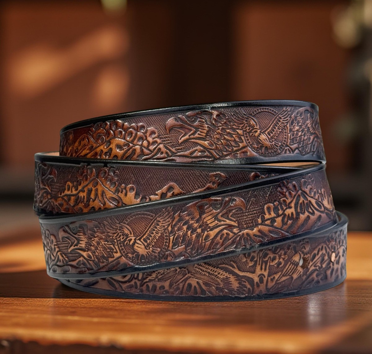 Streets Ahead Brown Embossed Leather Belt Mandala Tooled Made USA Boho Western S Streets Ahead Belts for Women for sale - eBay main image 3
