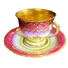 KPM BERLINE Gold Paint Cup and Saucer 19 Century Germany H5.7inch USED Antique