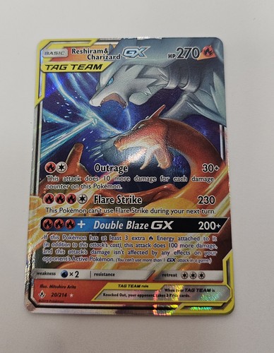 Reshiram & Charizard GX 20/214 SM  Unbroken Bonds Ultra Rare Pokémon Card MP