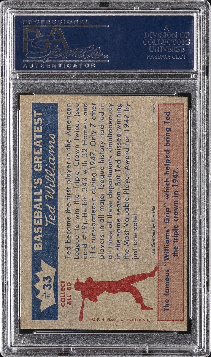 ティーズ ページ29 1959 FLEER TED WILLIAMS CROWN FOR TED #33 1947-ANOTHER TRIPLE PSA