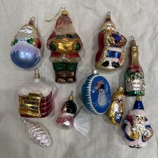 Lot of 10 Glass Old World Christmas Ornaments Hand Blown Assorted Selection