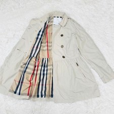 BURBERRY Children Kids Trench Coat Nova Check Beige Flare 14Y 164 Adult S Size