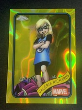 2025 Topps Chrome Marvel Valeria Richards No. 87 Yellow Lava Refractor