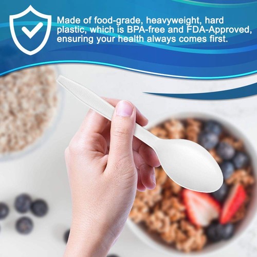 400 pack Extra Heavyweight Disposable White Plastic Soup Spoons -Heavy Duty W... - Picture 5 of 5