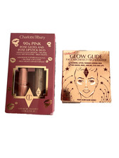 Charlotte Tilbury LOT of 2 Rose Gold Glow Highlighter, 90s Pink Lipstick Gloss