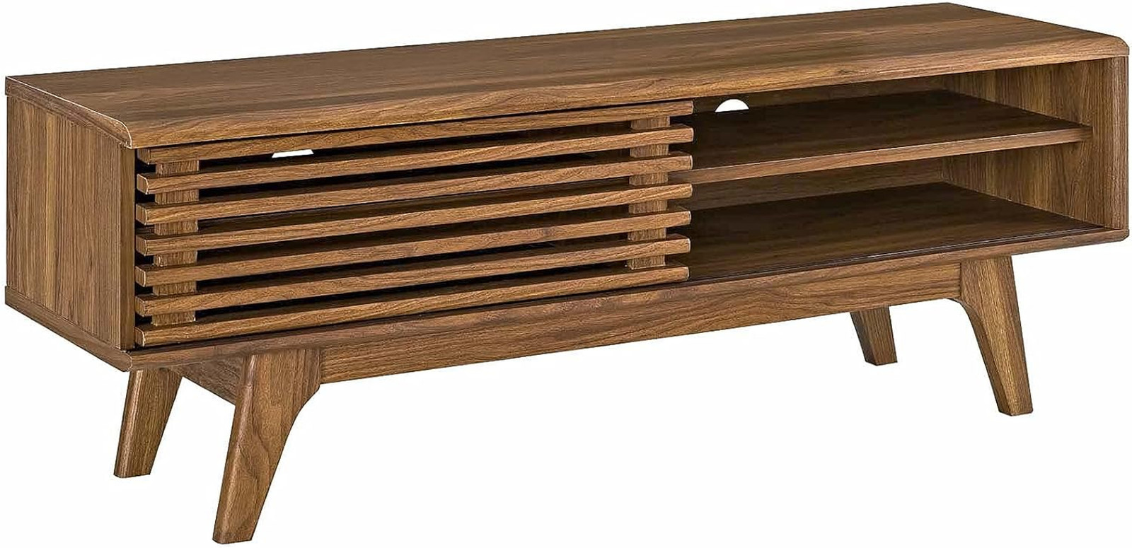 48" Mid-Century Modern Walnut Low Profile Media Console TV Stand