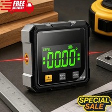 360&deg; Magnetic Digital Angle Gauge Finder With Laser Inclinometer Level Meter UK