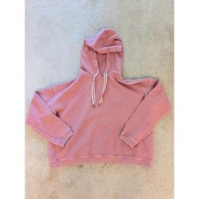 Aerie Waffle Knit Hoodie Dusty Rose Pink Oversized Thermal Pullover Womens Med
