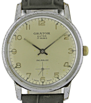 Vintage Orator Extra Herren- Armbanduhr verchromt Handaufzug 35mm wohl 1960/70er
