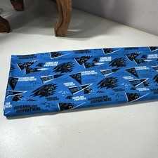 Carolina Panthers NFL Logo Cotton Fabric Licensed Print Blue Black White 2 yds