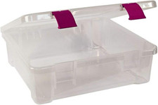 File Tub Scrapbooking Storage Box, Clear, Magenta
