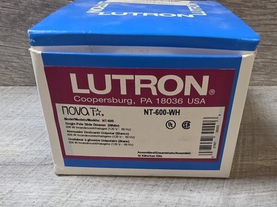 Lutron Nova T Dimmer NT-600-WH White Single Pole Slide Dimmer - New in box