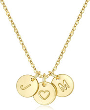 Gifts for Women Teen Girls - Two Initial Necklaces for Women 14K-Gold-Plated Dis