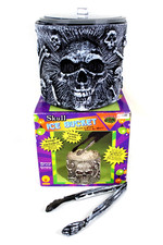 Rubies Skull Ice/candy Bucket With Lid & Tongs #6154 Halloween Party Zone In Box