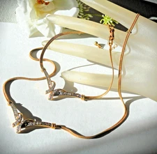 Authentic NINA RICCI Vintage Gold Tone Crystal Diamonique Necklace Bracelet Set