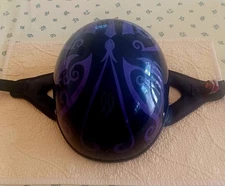Fulmer AF-81 DOT Half Shell Black w/ Purple design Motorcycle Helmet L Large