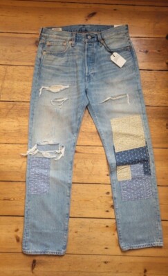 Levi's Red Tab 501 Original Selvedge Jeans   Medium Indigo Pattern  32/32