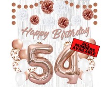 Rose Gold 54th Birthday Decorations for Girls - 40" Number Balloons More