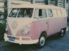 Faded Red 1965 Vw Bus Split Window Dastran Plate Polaroid Faded Red 1965 Vw Bus Split Window Dastran Plate Polaroid