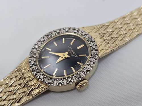 Orologio da donna di lusso Caravelle Bulova T1 placcato oro con lunetta circondata da diamanti - Foto 7 di 7