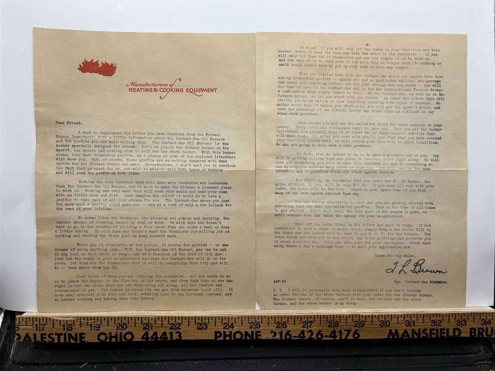 1930s 1940s ? Instant Gas Oil Burner Letter Vintage-image