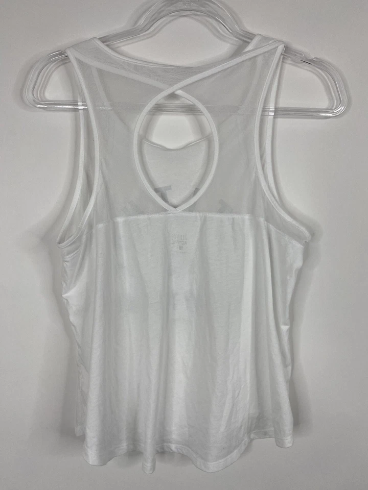 Justice Active Tank Top Girls Size 18 Plus White Sleeveless Silver Foil Letters - Image 2 of 4
