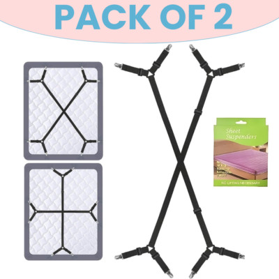 JONTOM LTD Bettlakenclips | verstellbare dreieckige Riemen | rutschfeste Halter 2er-Packung