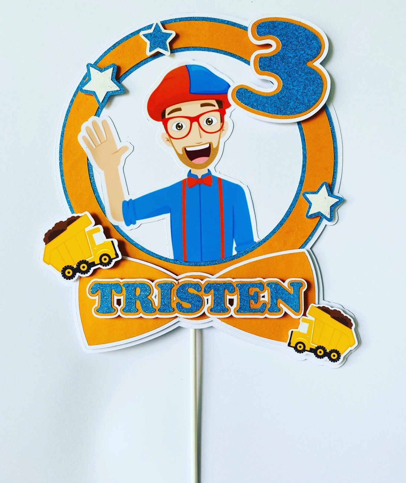 Handmade Personalised Blippi Birthday cake Topper | eBay
