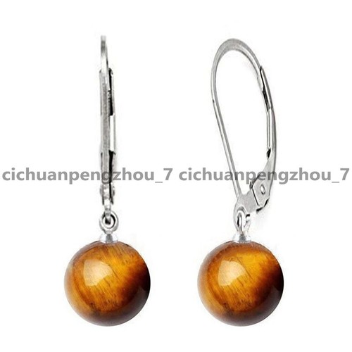 Fashion Women's 10mm Natural Multi-color Gemstone Dangle Leverback Earrings AA - Picture 20 of 27
