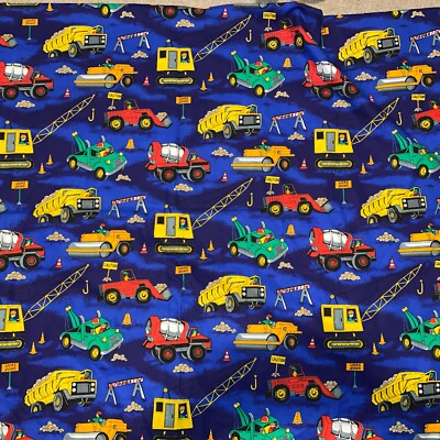 Vintage Fabric Traditions Work Zone Construction Trucks Fabric .75 yards 1997