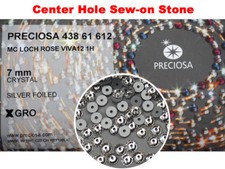 72 Preciosa Czech VIVA Loch Rose 1-hole Sew-on Flatbacks 7mm Crystal clear
