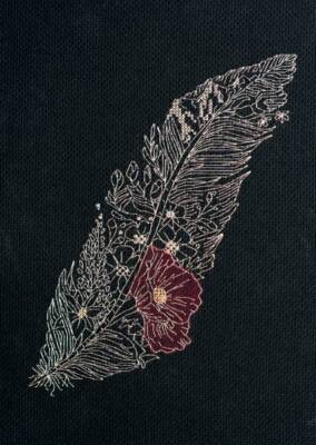 Cross stitch kit - Feather-1 17x22cm Black Aida 14ct needlepoint kit